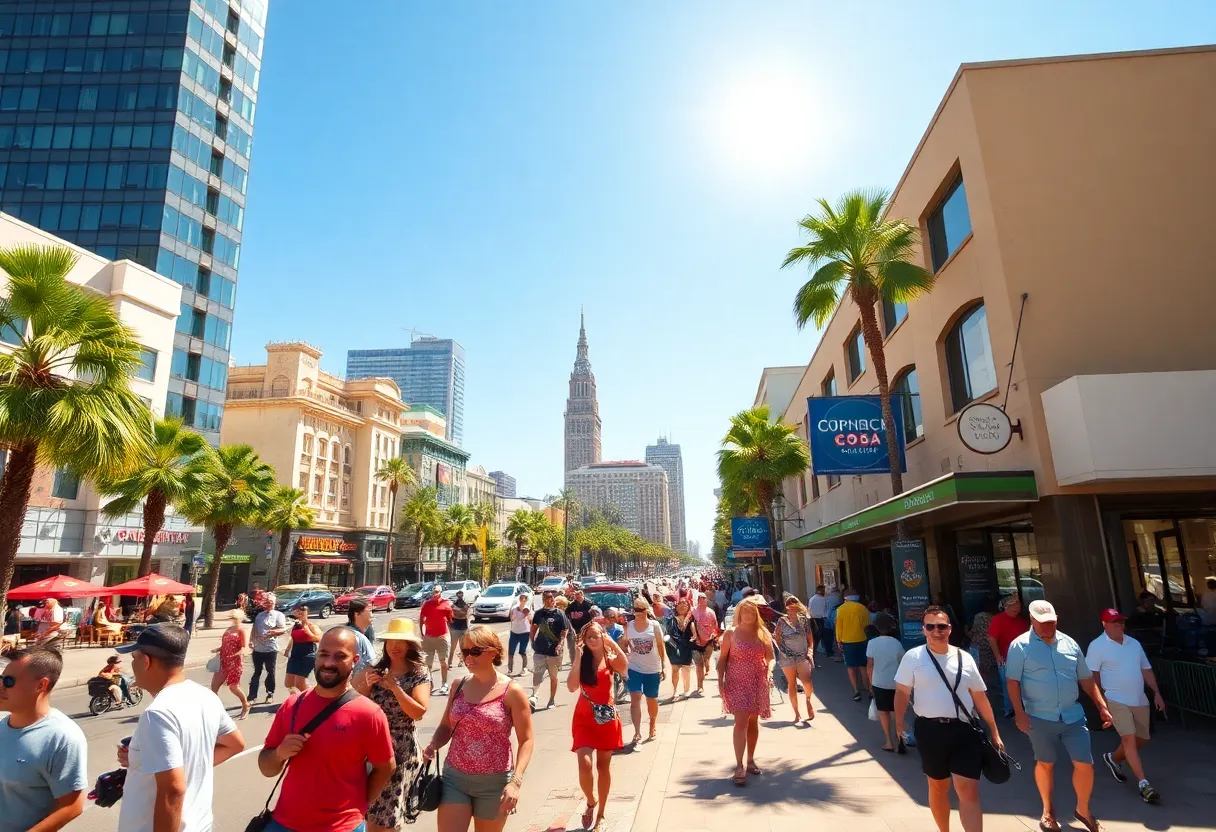 People enjoying warm weather in Los Angeles