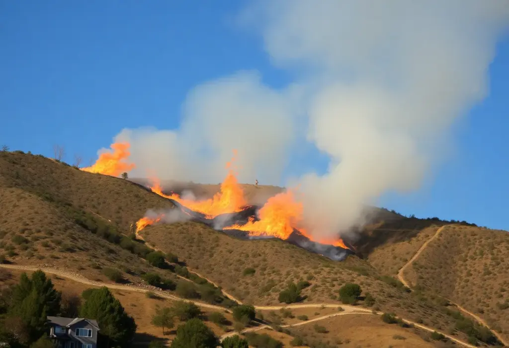 Firefighters battling a wildfire in Los Angeles County