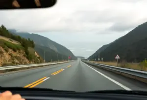 Pacific Coast Highway with cautionary signs