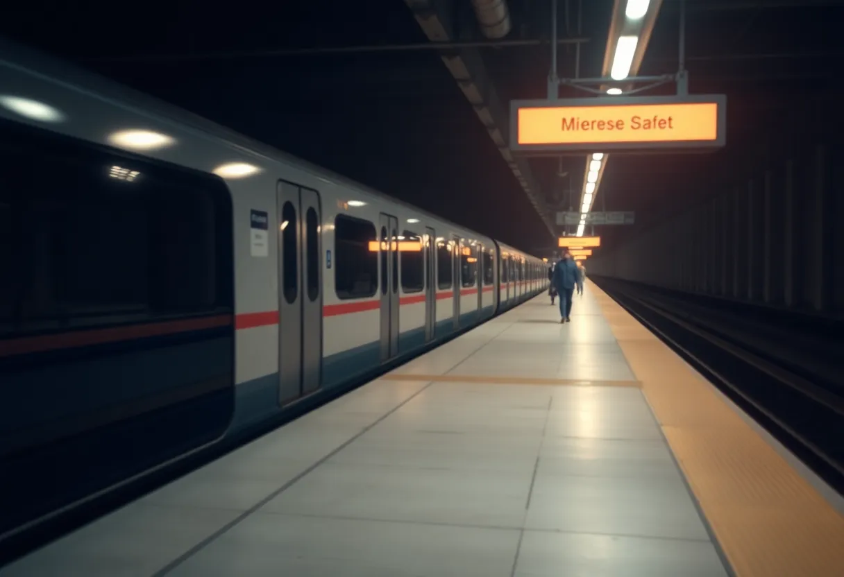 Empty Metro train platform illustrating the need for safety in public transportation.
