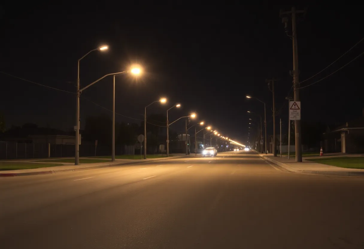 Illustration of a dimly lit street representing a search for a missing individual.