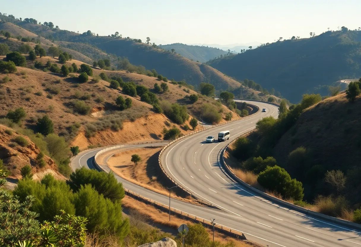 Winding Mulholland Highway known as 'The Snake' in Malibu.