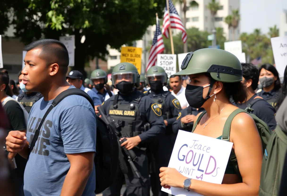 National Guard troops assisting during protests in Los Angeles