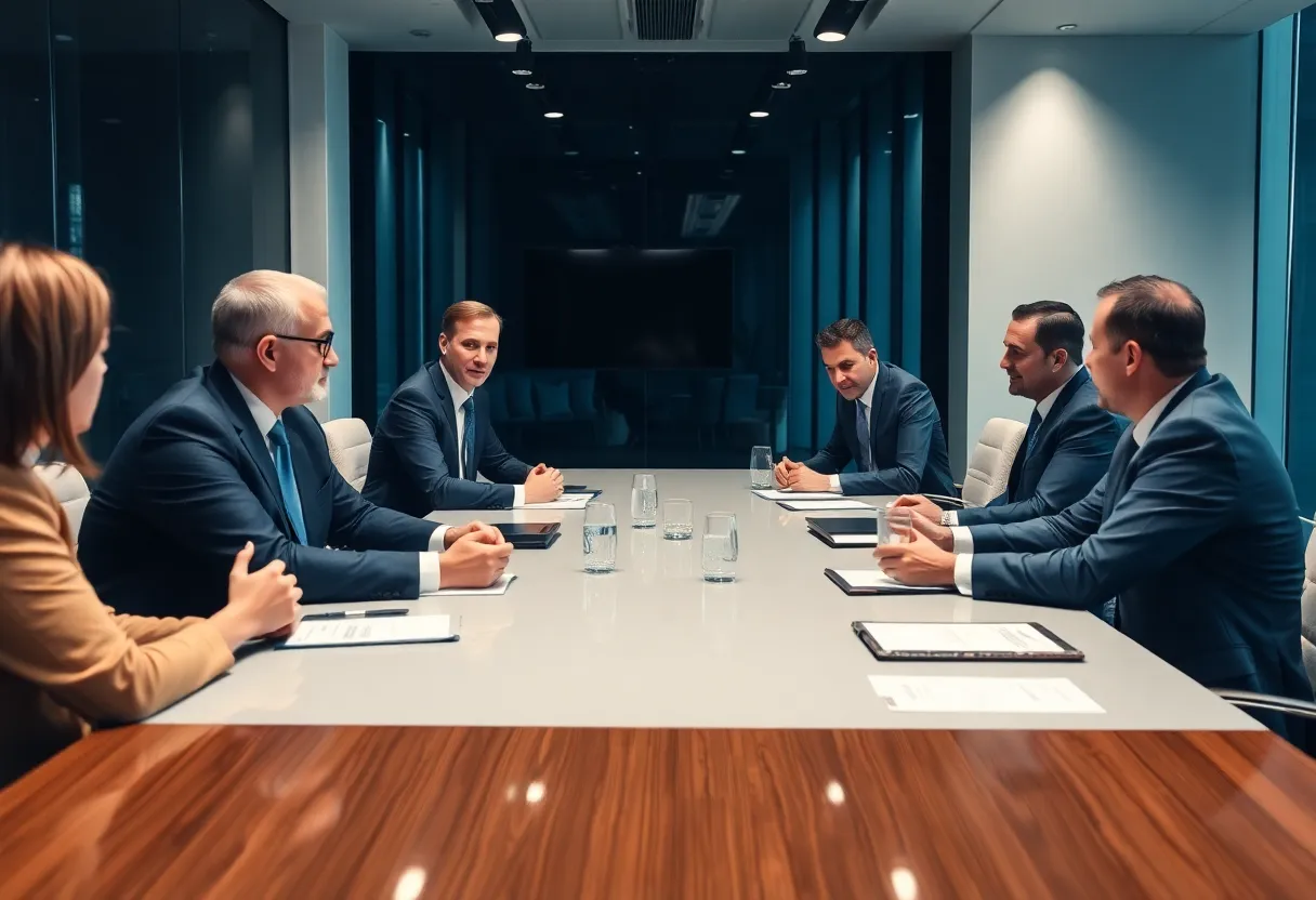 Executives discussing Paramount's bid for Warner Bros Discovery