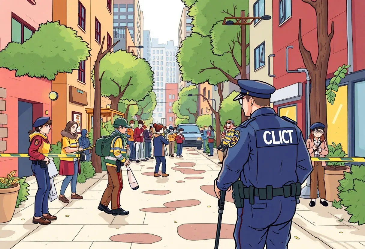 Law enforcement officers conducting a search in a Los Angeles neighborhood.