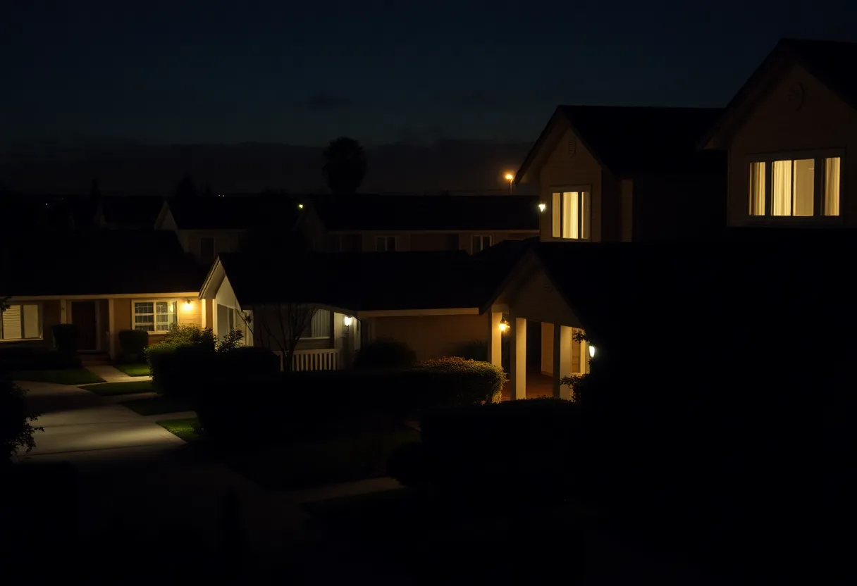 San Fernando Valley neighborhood at night
