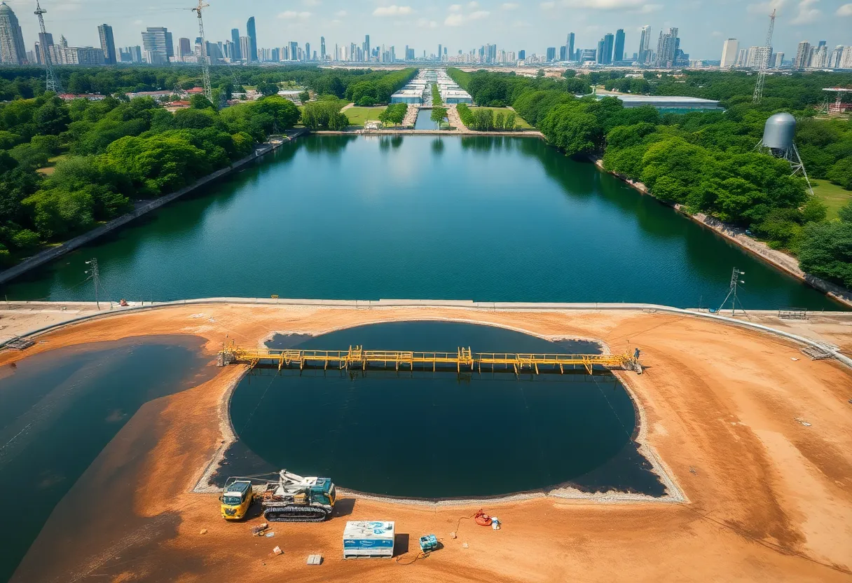 Construction site at Santa Ynez Reservoir in Pacific Palisades