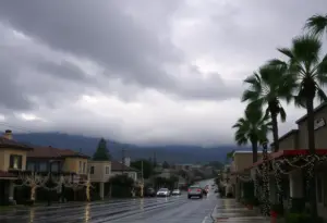 Southern California landscape preparing for a storm during Christmas week.