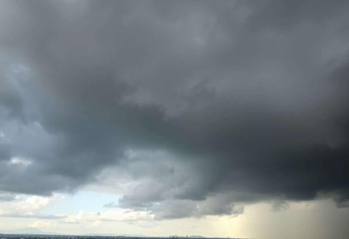 Dramatic sky with clouds over Los Angeles before a storm