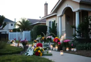 Tribute outside the home of Rob Reiner and Michele Reiner