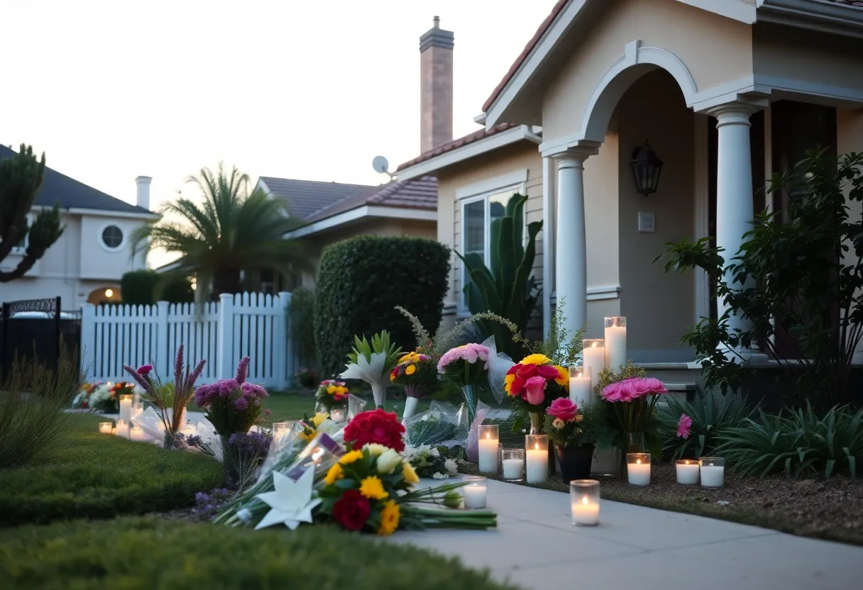 Tribute outside the home of Rob Reiner and Michele Reiner