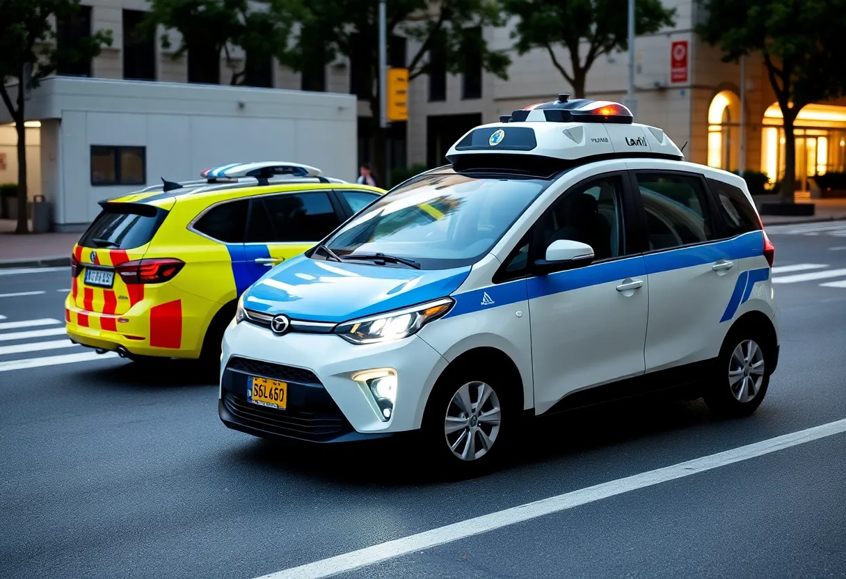 Waymo driverless taxi in Los Angeles with police involvement.