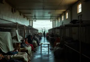 Overcrowded and unsanitary conditions at Adelanto ICE Processing Center.