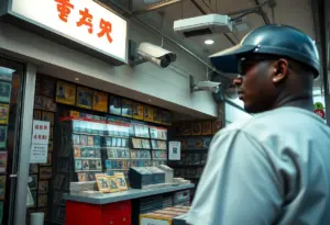 Security measures at a trading card shop after recent theft