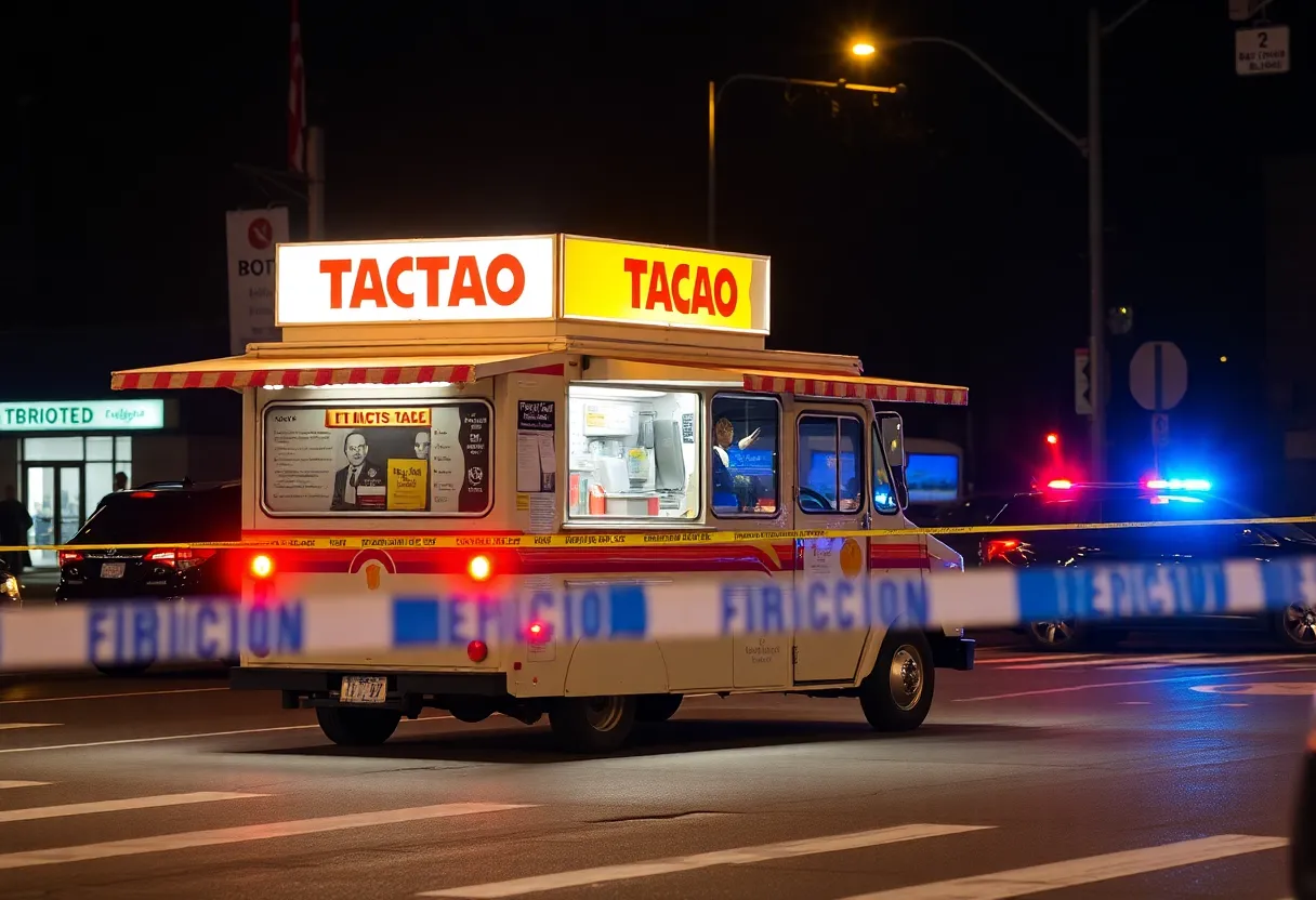 Police at the scene of a shooting outside a taco truck in Boyle Heights