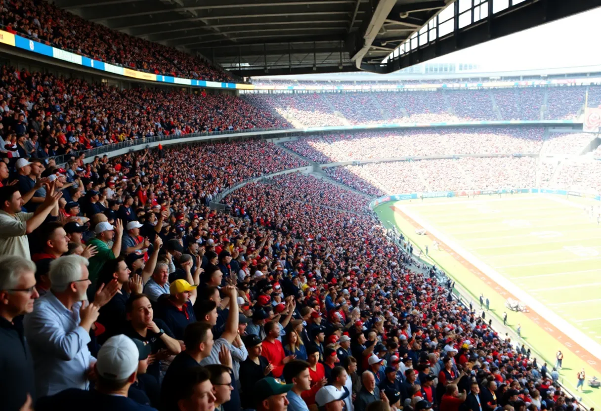 Fans celebrating during the Denver Broncos victory over the Los Angeles Chargers
