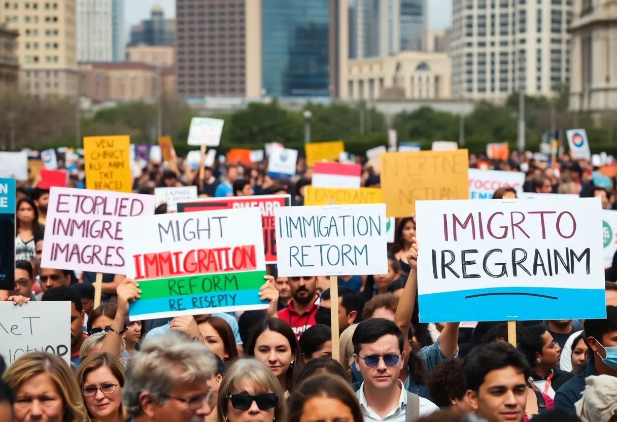 Protesters rallying against ICE in California