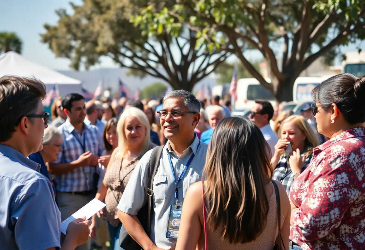 Diverse citizens engaging in a community political discussion