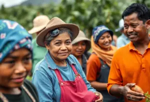 Diverse agricultural workers in California showcasing immigrant labor impact