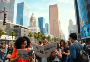 Cityscape of Los Angeles highlighting the launch of the California Post