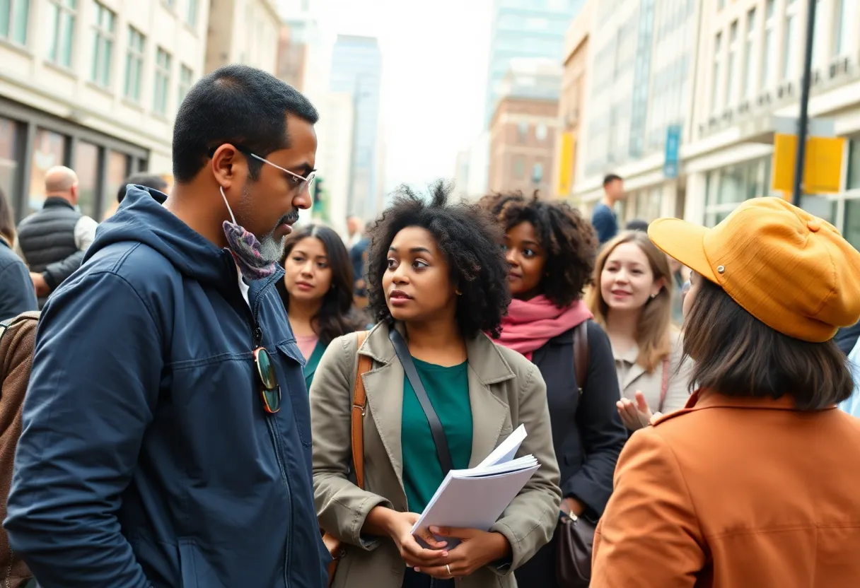 Citizens engaging in a discussion about the proposed billionaire tax in Los Angeles.