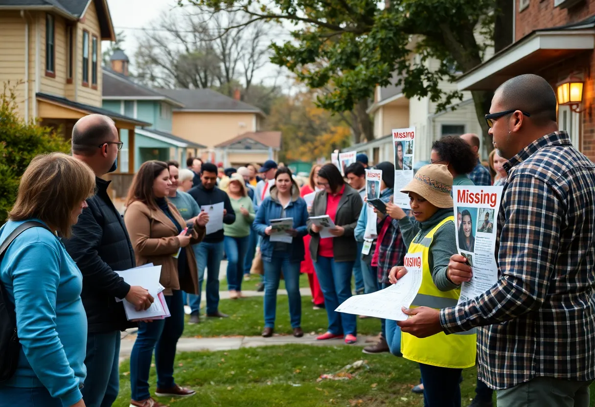 Neighbors and volunteers searching for a missing girl in the community