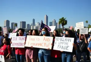 Community members providing support and resources for immigrant families in Los Angeles.
