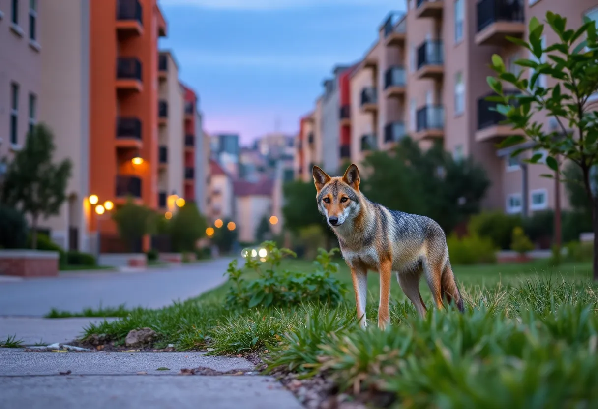 Coyote walking near residential area in Los Angeles