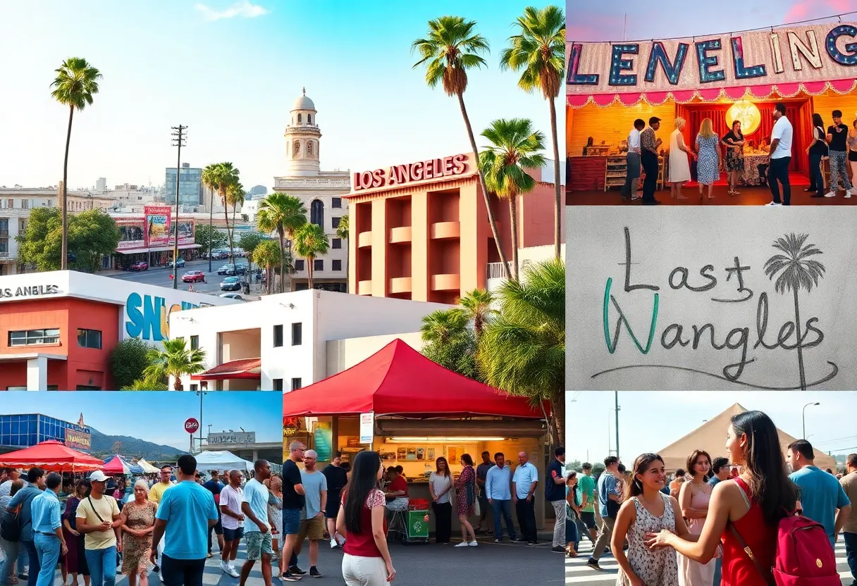 A collage showcasing vibrant cultural hotspots in Los Angeles