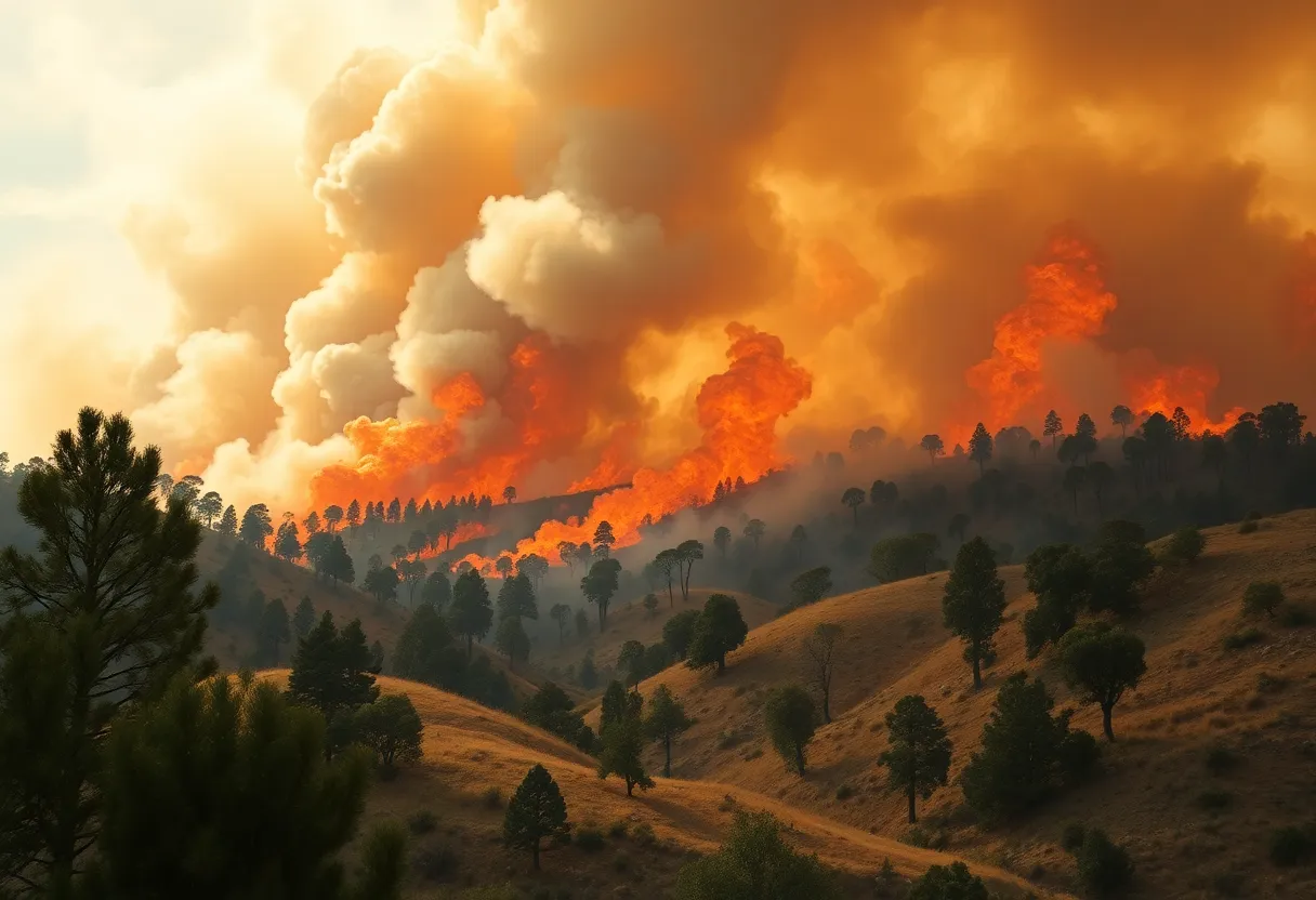 Aerial view of the Gifford Fire raging in California