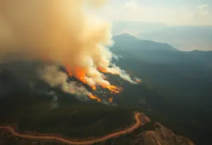Aerial view of the Gifford Fire affecting California landscapes