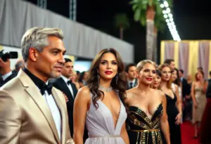 Celebrities walking the red carpet at the Golden Globes 2026