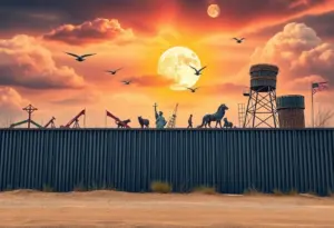 Artistic representation of immigration enforcement issues