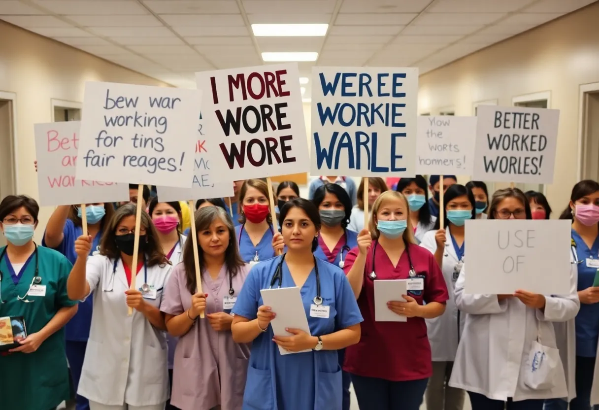 Health care workers protesting for better working conditions