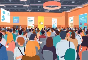 Attendees at health events in Los Angeles engaging in conversations