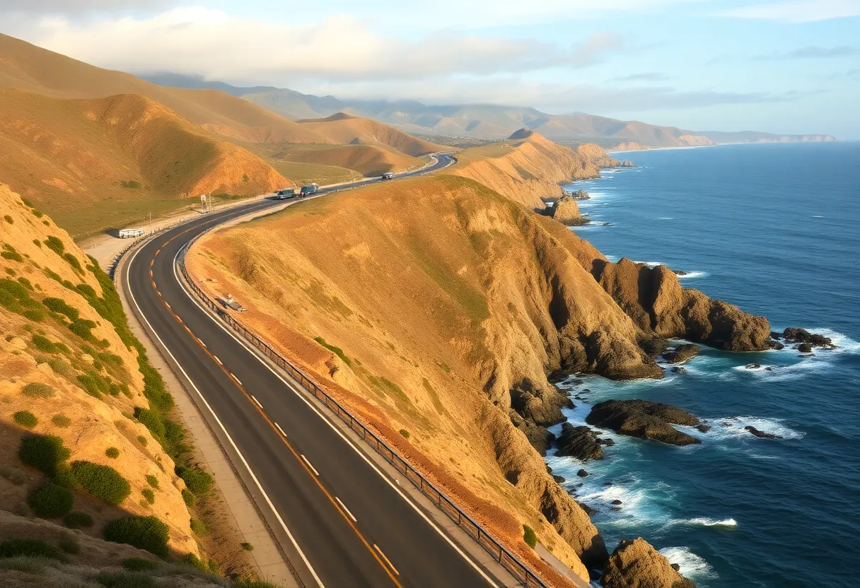 View of the reopened Highway 1 along the Big Sur coastline