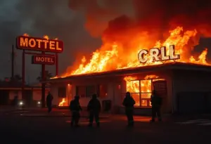Fire engulfs the Hollywood Center Motel