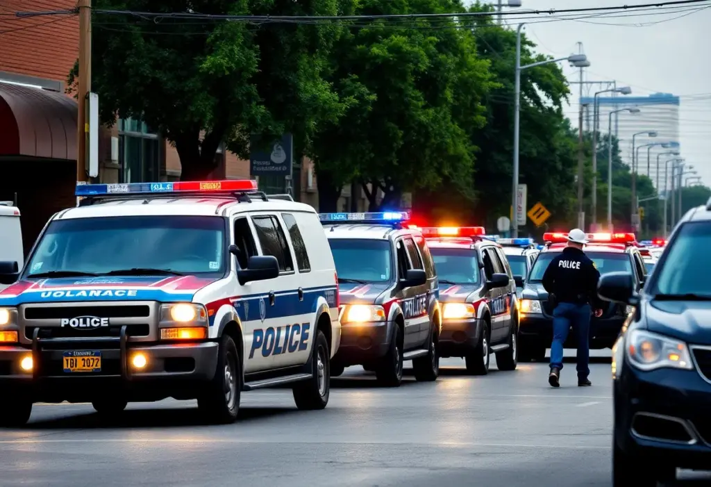 Law enforcement in action during an immigration enforcement operation