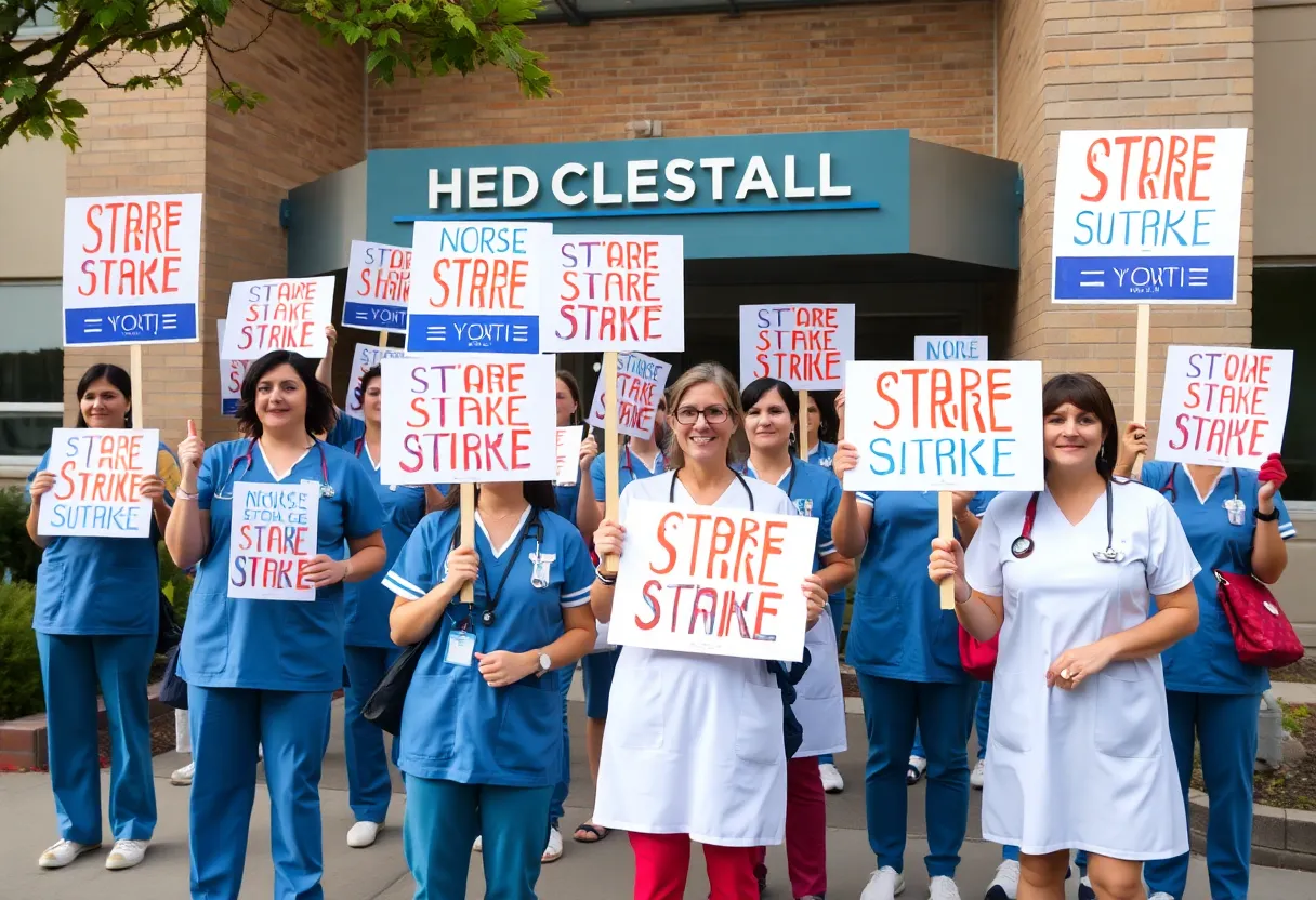Nurses protesting for better working conditions outside Kaiser Permanente