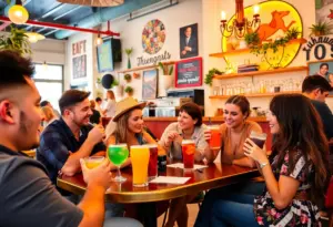Interior of Kavahana café with people enjoying zero-proof drinks