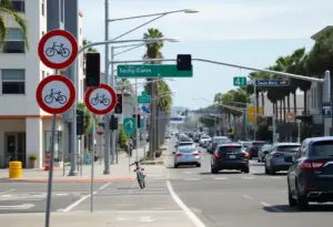 Traffic in Long Beach emphasizing safety measures