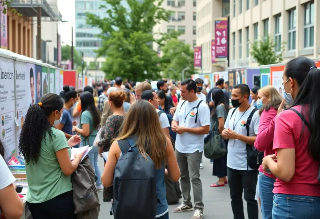 A lively health event in Los Angeles featuring various activities and community engagement.