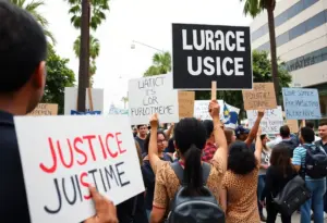 Community members protesting for justice in Los Angeles