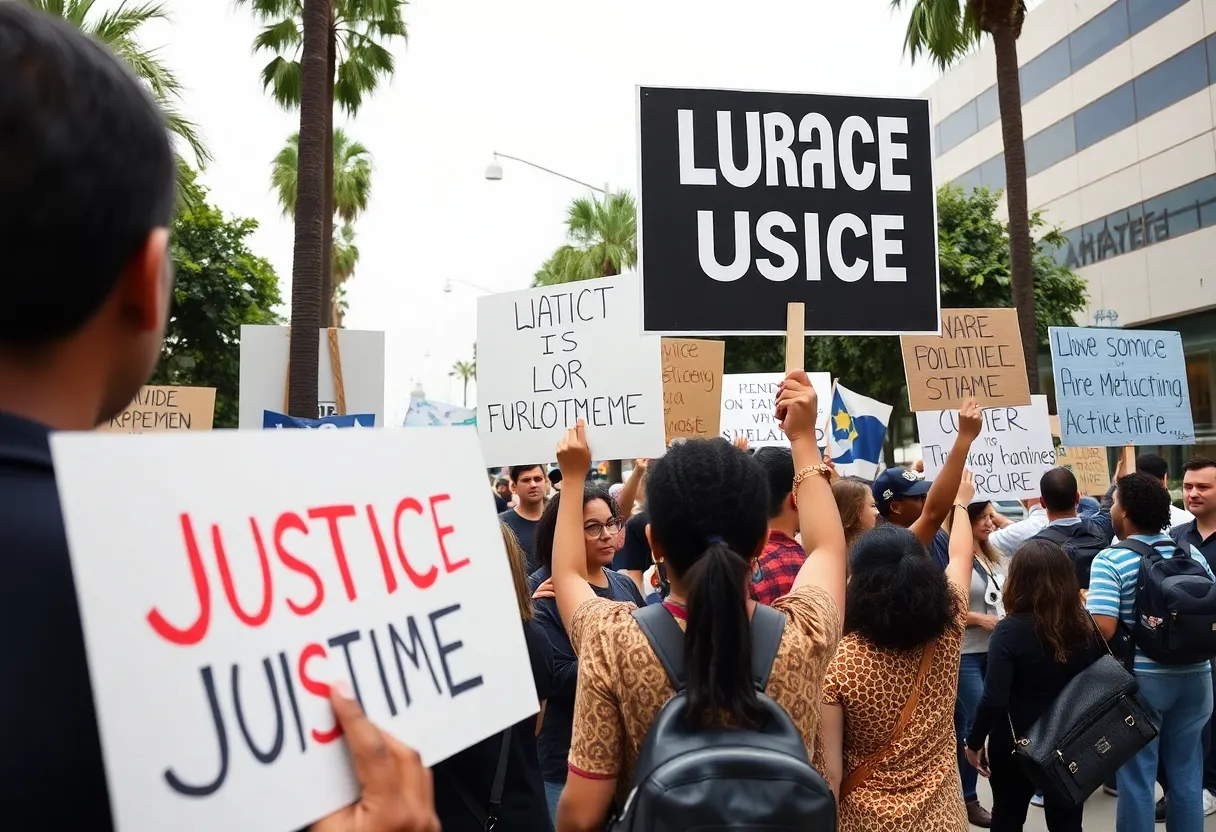 Community members protesting for justice in Los Angeles