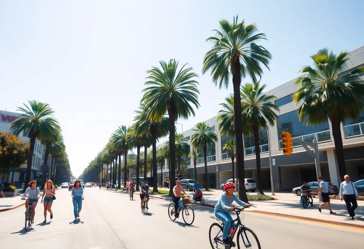 Crowd enjoying a sunny day in Los Angeles