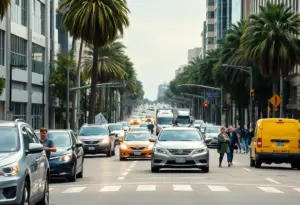 Traffic in Los Angeles highlighting road safety concerns