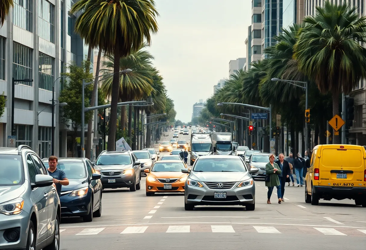 Traffic in Los Angeles highlighting road safety concerns