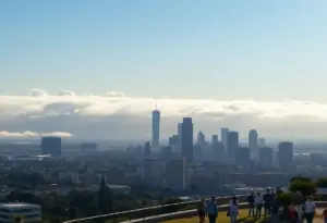 Scenic view of Los Angeles showcasing morning clouds and sunny weather