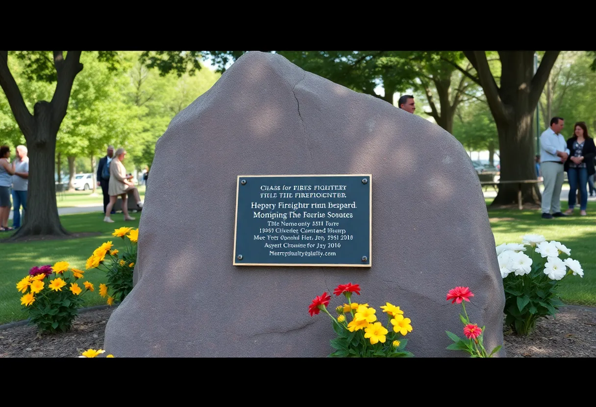 Boulder memorial honoring a firefighter in Malibu