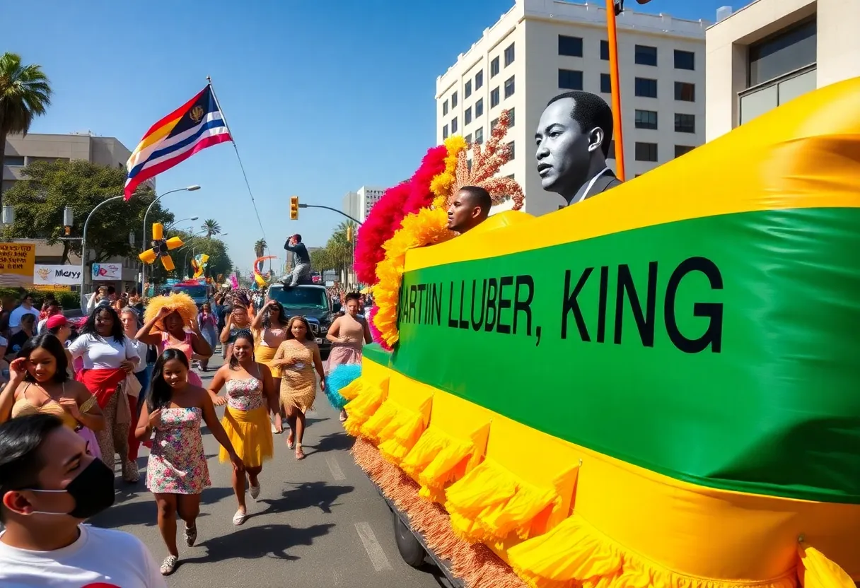 A scene from the Martin Luther King Jr. Day Parade in Los Angeles.